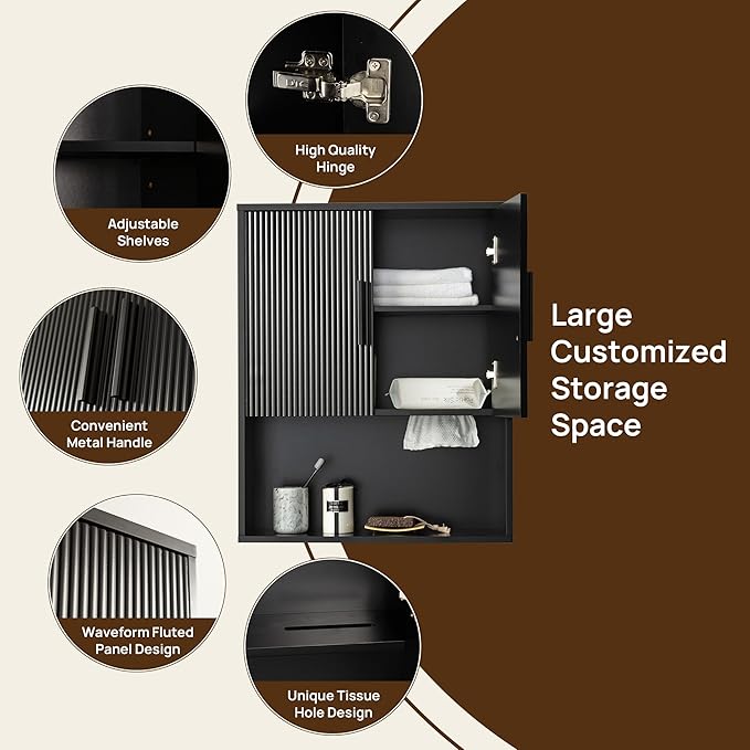 Modern Fluted Bathroom Wall Cabinet - Image 5