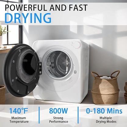 1.6 Cu.Ft Portable Clothes Dryer, 800W Fast Drying Front Load Laundry Dryer - Image 3