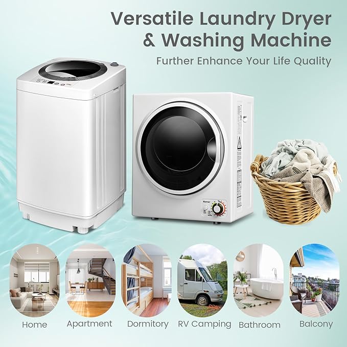 COSTWAY Washer and Dryer Combo Set, 8Lbs Capacity Portable Washing Machine - Image 5