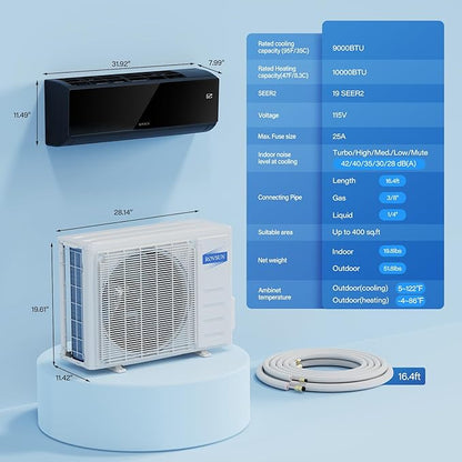ROVSUN 9000 BTU 19 SEER 115V Energy Saving Ductless Mini Split Inverter Plus - Image 8