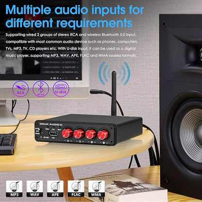 4 Channel Bluetooth Amplifier, 50W x 4 Audio Power Amp, Hi-Fi Home Stereo - Image 4