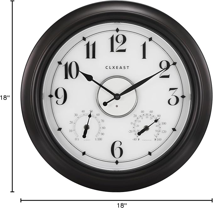 CLXEAST Illuminated Indoor Outdoor Clocks Waterproof 18 inch - Image 10