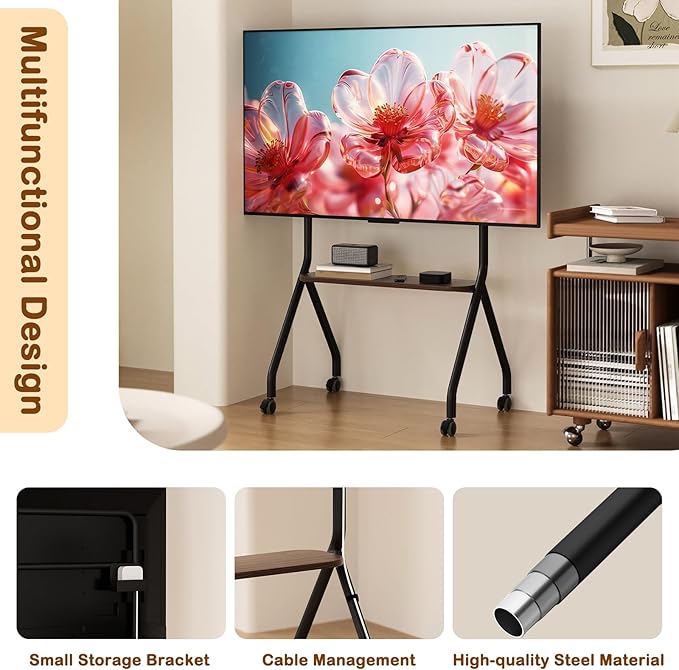 CVDF Rolling TV Stand for 49-75 Inch LCD LED OLED Flat/Curved Panel Screen TVs - Image 7