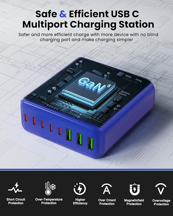 500W USB C Charger Block, 8-Port USB C Charging Station Fast Charging PD 120W - Image 5