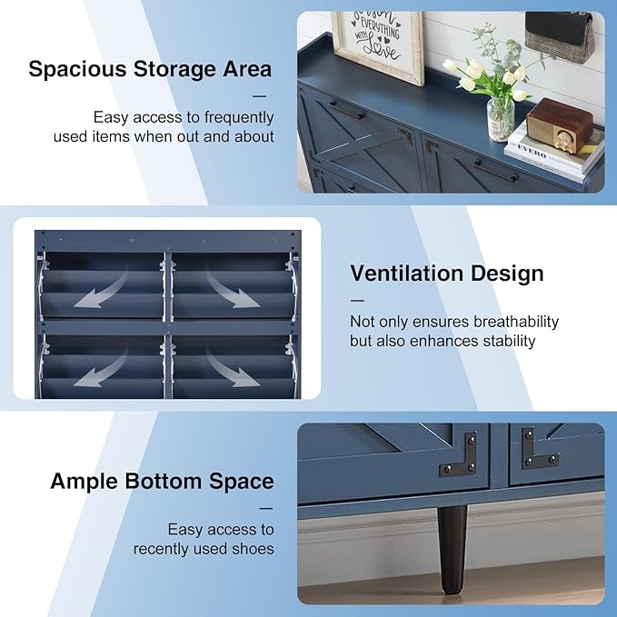 Shoe Storage Cabinet, Farmhouse Shoe Organizer - Image 7