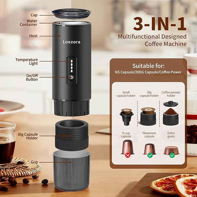 Leozora Portable Espresso Maker, 20Bar Professional Pressure, Stainless Steel - Image 6
