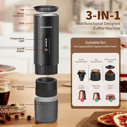 Leozora Portable Espresso Maker, 20Bar Professional Pressure, Stainless Steel - Image 6