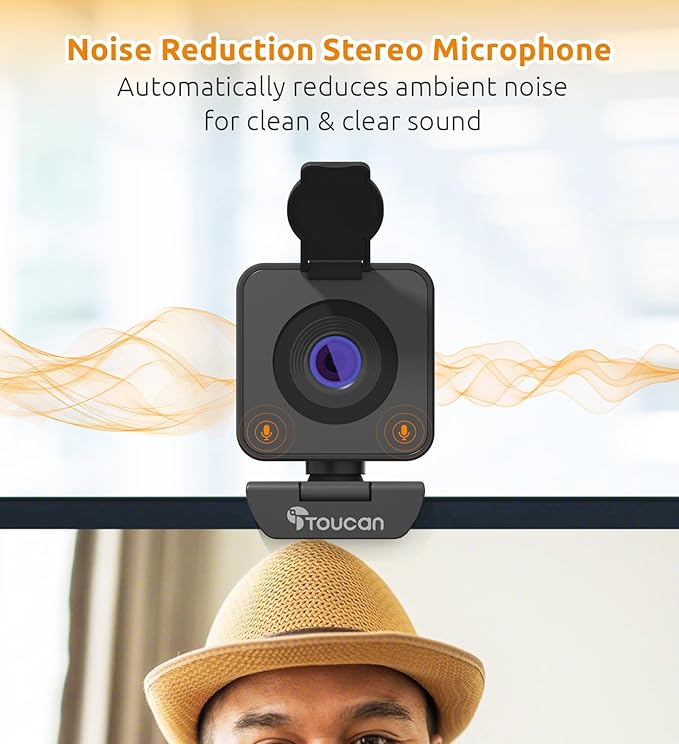 TOUCAN 1080P HD Webcam with Built-in Noise-Cancelling Mic & Privacy Shutter – - Image 2