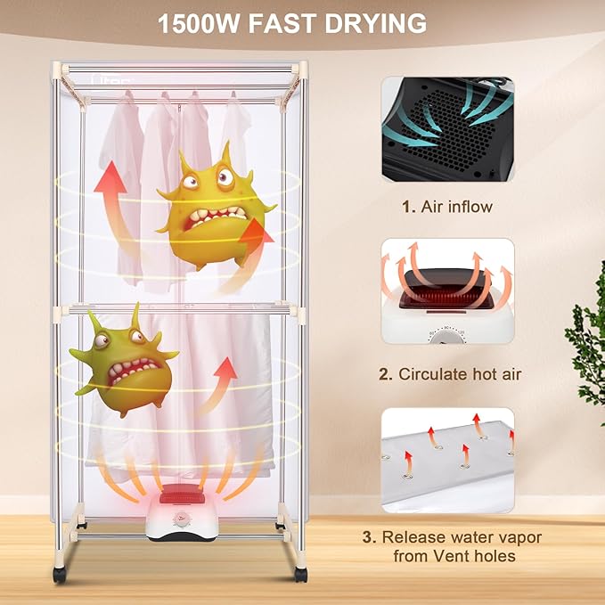 Uten Clothes Dryer Machine, Laundry Drying Wardrobe - Image 2