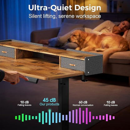 Electric Standing Desk with Drawers, 63 Inch Height Adjustable Desk with Power - Image 9