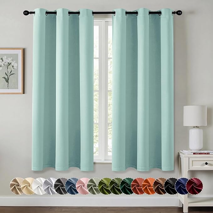 MIULEE Aqua Blackout Curtains for Bedroom Living Room 54 Inches Long 2 Panels by MIULEE