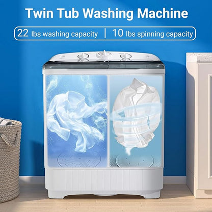 32 lbs Compact Mini Twin Tub Washing Machine - Image 4