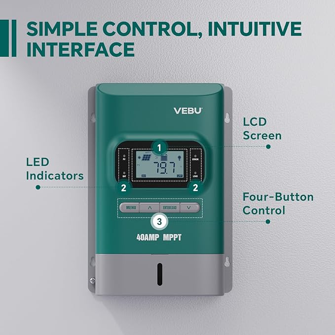 MPPT Solar Charge Controller 100V/40A, 12V/24V Auto, LCD Display, - Image 3