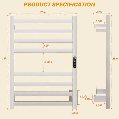 Towel Warmer Brushed Heated Towel Rack - Image 5