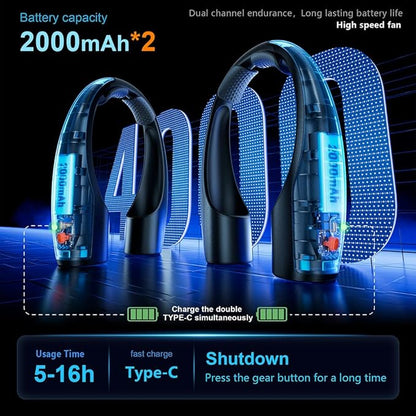 AI Neck Fan, 4 Speeds Adjustable Portable Personal Fan Rechargeable, 4000 mAh - Image 5