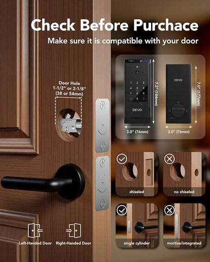 Devo G1 Video Smart Lock with Camera&Doorbell, 6-in-1 Keyless Entry Door Lock - Image 7