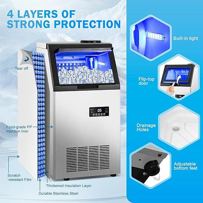 Commercial Ice Maker Machine 140Lbs/24H, 45 Ice Cubes in 4-15 Mins, 35Lbs Ice - Image 5