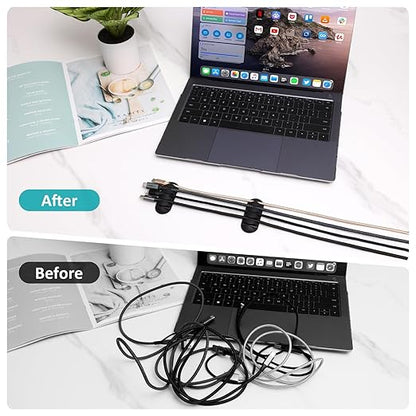 16Pack Black Desk Cable Management, Adjustable Cord Organizer Cable Clips - Image 4