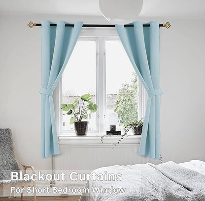 KOUFALL Baby Blue Curtains for Bedroom, 45 Inch Length, Light Bluey - Image 2