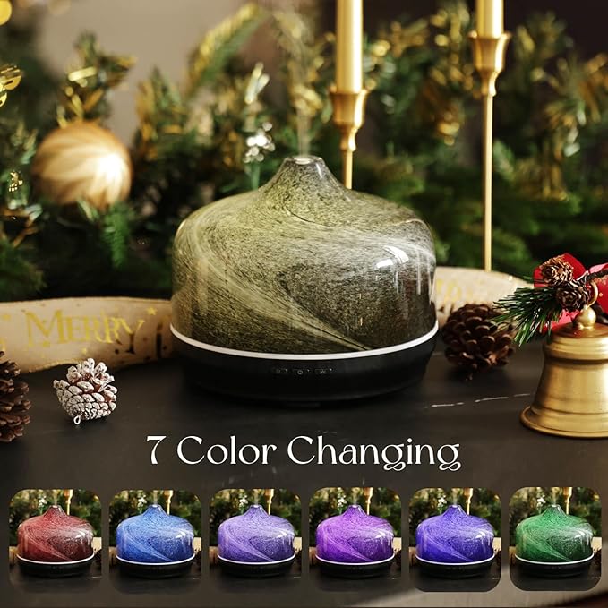 Porseme 500ml Glass Essential Oil Diffuser Aromatherapy Ultrasonic Cool Mist - Image 2