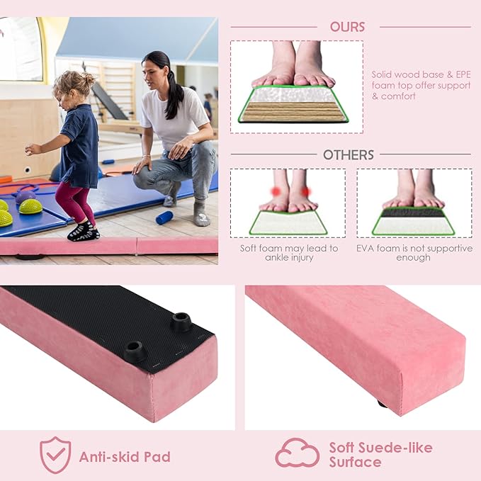 Giantex 7FT/8FT/9FT Balance Beam, Folding Gymnastics Beam w/Carry Handles - Image 4