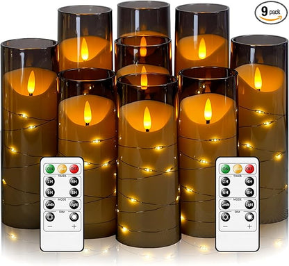 Flameless Candles with Embedded Star String, Battery Operated LED Pillar by Eebuss