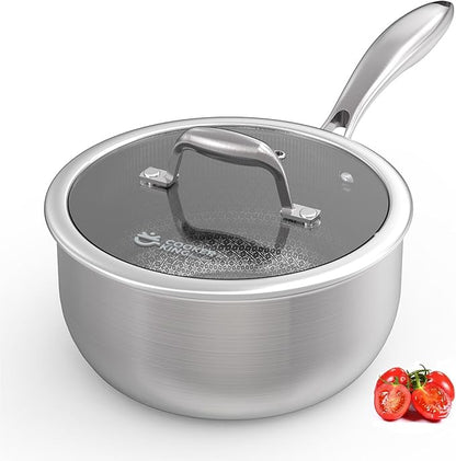 COOKER KING 3 Quart Stainless Steel Saucepan, Nonstick Sauce Pan, Ceramic Suce by cookerking