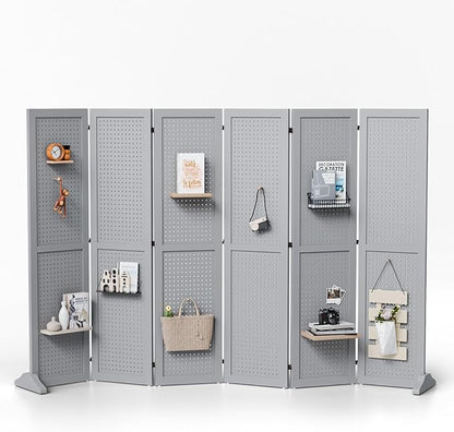Bonnlo 4/6 Panel Pegboard Freestanding, 5 FT Portable Display Board Organizer by Bonnlo