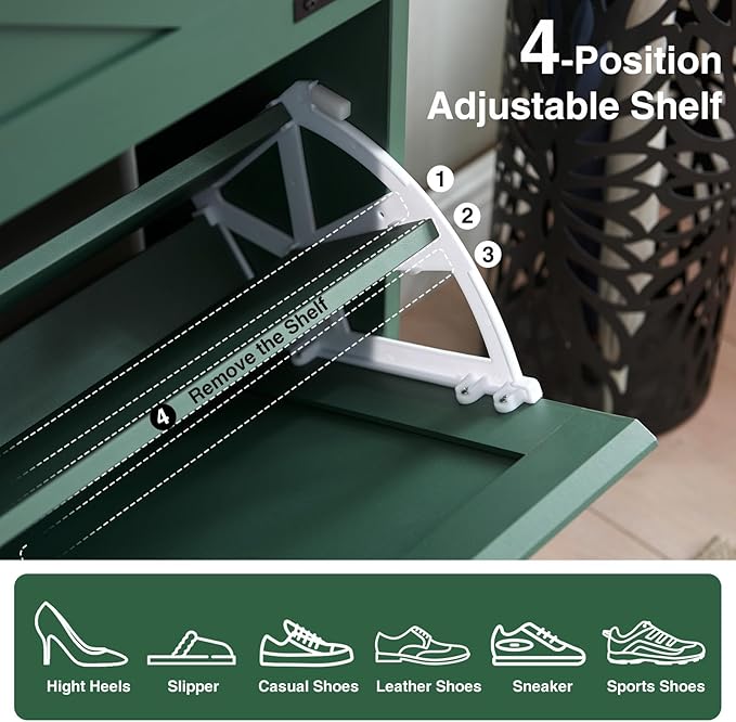 Shoe Storage Cabinet, Farmhouse Shoe Organizer - Image 6