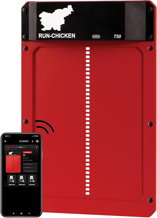 Run-Chicken Door T50 – Automatic Chicken Coop Door Opener, Battery Powered & by RUN-CHICKEN