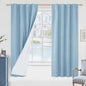 LAMIT Stone Blue 100% Blackout Linen Curtains, 63 Inches Linen Textured Thermal by LAMIT