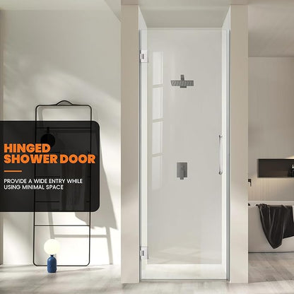 Bathroom Frameless Shower Door 24" W*72" H, 5/16" Clear Tempered Glass Hinged - Image 7