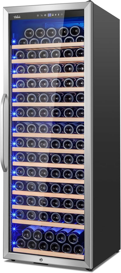 24 Inch Wine Cooler Refrigerator Freestanding, Large Tall Built-in 154-Bottles by Velivi