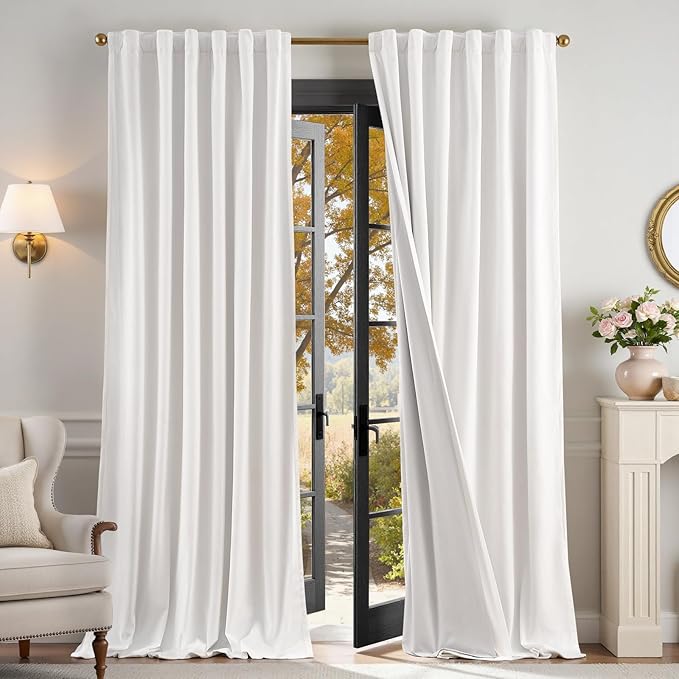 Lazzzy White Blackout Velvet Curtains by Lazzzy