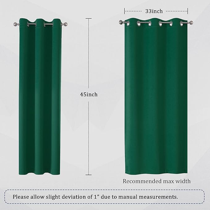 DUALIFE Christmas Dark Green Blackout Curtains 45 Inch Length Thermal - Image 6