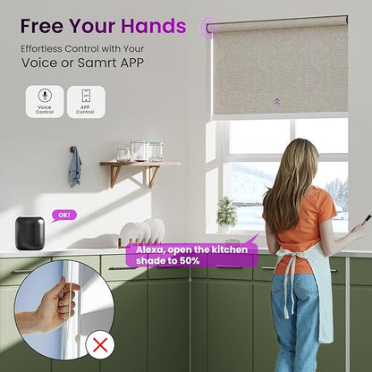Astomi Motorized Roller Shades for Windows, Smart Blinds, Voice Control - Image 3
