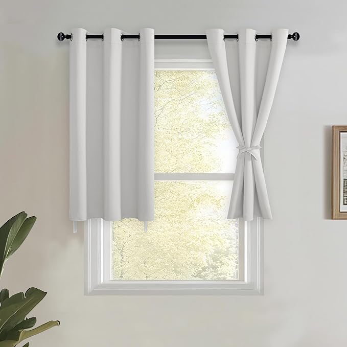 JIUZHEN Short Curtains Kitchen Half Window Blackout Curtains by JIUZHEN