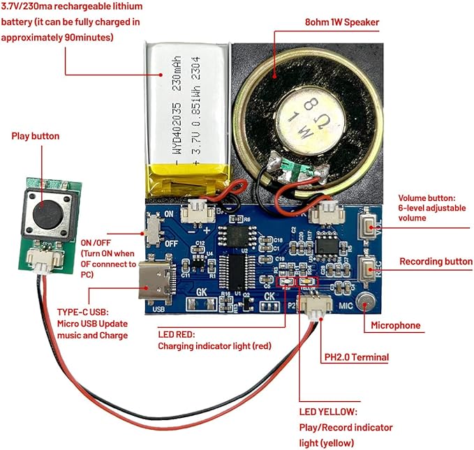 XLW Module, 16MB Push Button Activated Sound Module - Image 5