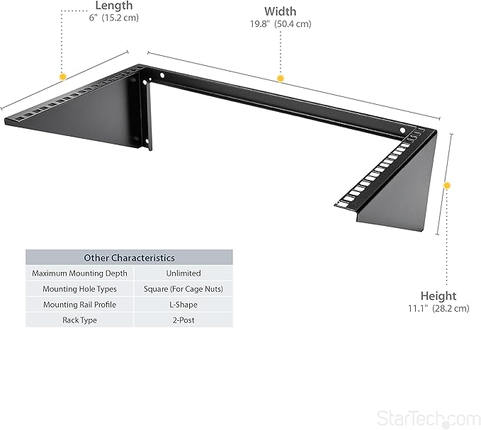 StarTech.com 6U Wall Mount Patch Panel Bracket – 19 in – Steel - Image 3