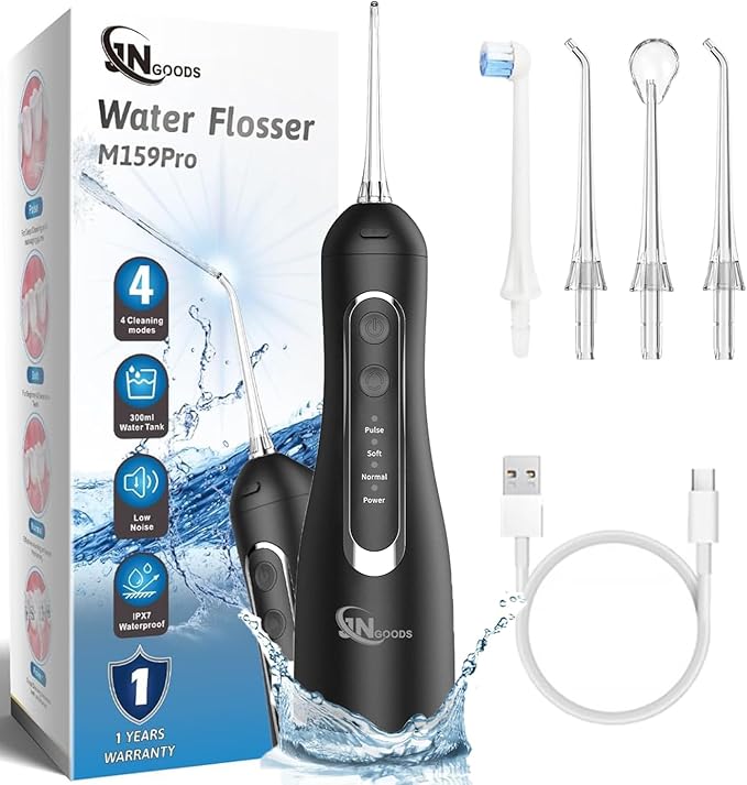 JNGOODS Cordless Water Dental Flosser Oral irrigator, JNGOODS 300ml by VisittheJNGOODSLLC
