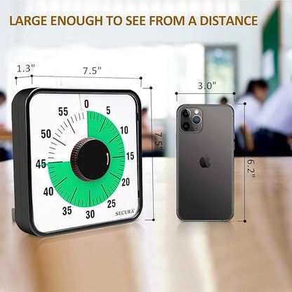 Secura 60-Minute Visual Countdown Timer, 7.5-Inch Oversize Classroom Visual - Image 4