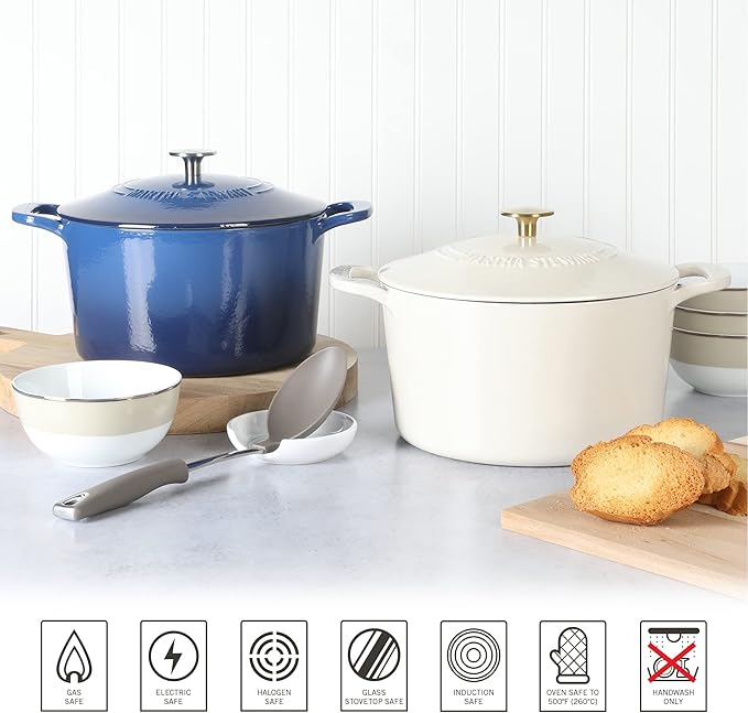 MARTHA STEWART Gatwick 7-Quart Enamel Cast Iron Dutch Oven Pot - Image 4