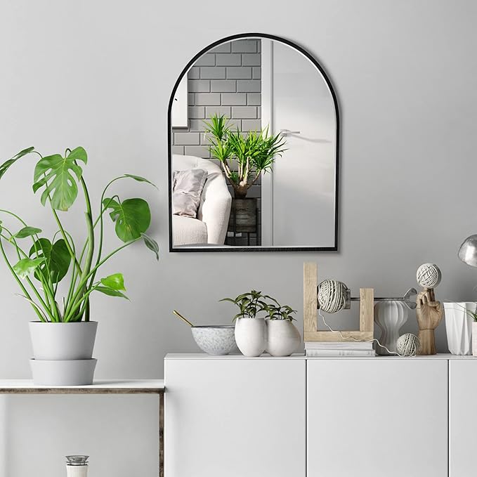 Small Black Arch Mirror Wall-Mounted 10x13 inch Arched Mirror - Image 7