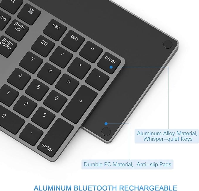 Bluetooth Number Pad, Lekvey Aluminum Rechargeable Wireless Numeric Keypad Slim - Image 5