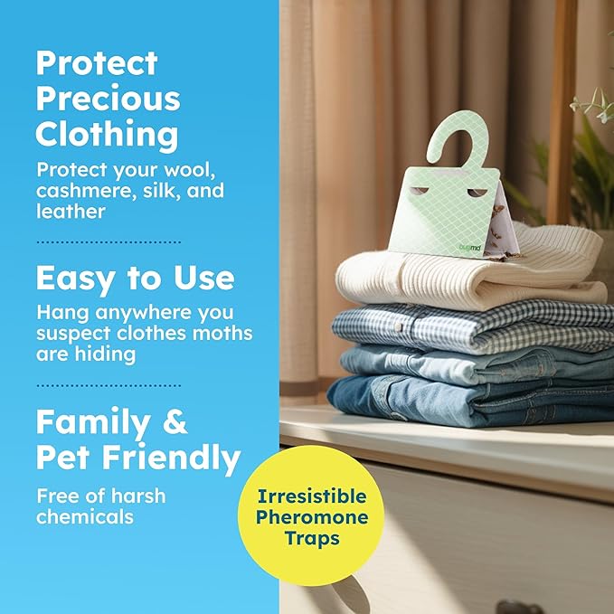 BugMD Clothes & Pantry Moth Traps – Sticky Glue Pheromone-Based Repellent - Image 3
