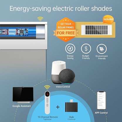 DENFOON Motorized Blinds with Remote, Thermal Electric Blinds【Solar Panel】 - Image 2