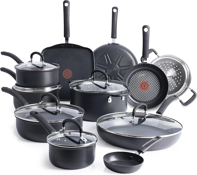 T-Fal Ultimate Hard Anodized Nonstick Cookware Set 17 Piece, Nonstick Pots and by T-falbrand