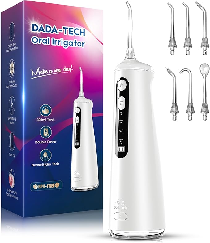 Water Flosser for Teeth, Cordless Oral Irrigator Portable Dental Cleaner Picks by Dada-Tech