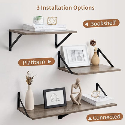 Axeman Deep Floating Shelves for Wall, 12 Inch Deep Floating Shelves Set of 2 - Image 5