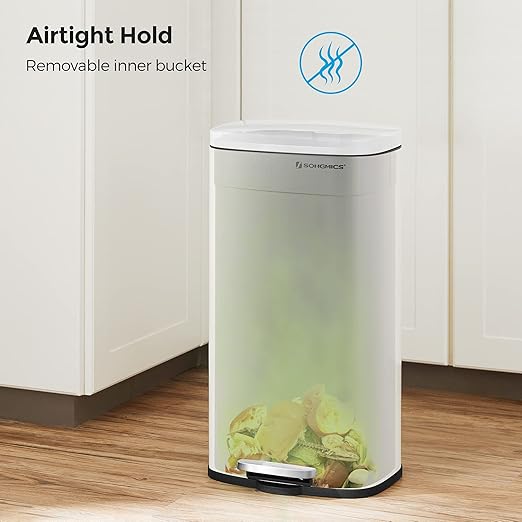 SONGMICS Trash Can with Lid, 8 Gallon Garbage Can, Stainless Steel Small Waste - Image 9